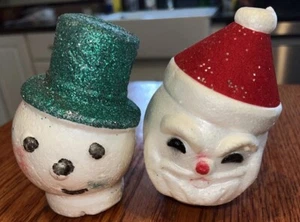 Vintage Santa And Snowman Styrofoam Heads Christmas Craft Decor 4” - Picture 1 of 7