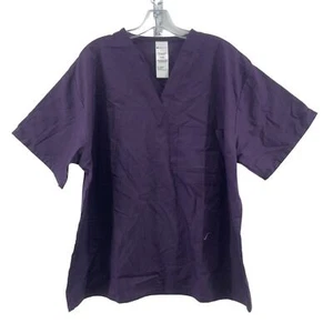 New Harriton Purple Scrubs Top Cotton Polyester Uniform Chest Pocket V Neck NWT - Picture 1 of 4