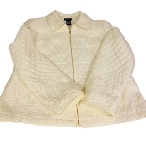 Giacca donna R Q T taglia large bianca trapuntata con ricamo full zip leggera - Foto 1 di 13