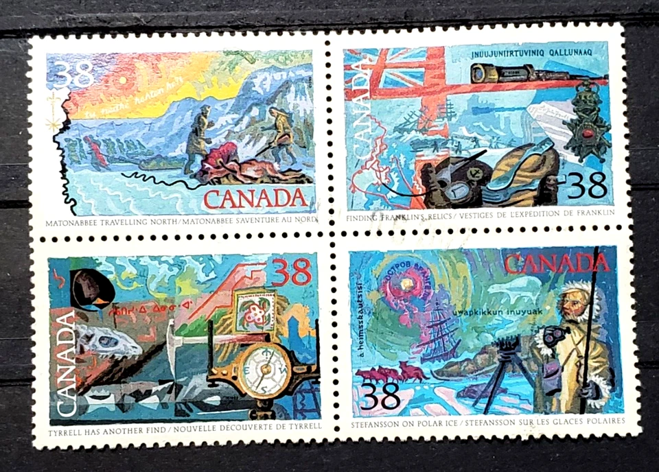 CANADA 1989 Explorers of the North, block of 4, Sc#1236a used - Image 1 of 1