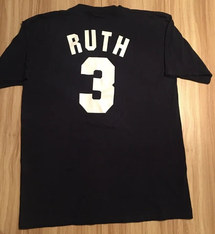 Vintage Babe Ruth Men's Large T-Shirt New York Yankees #3 Majestic MLB Jersey NY Cover