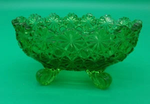 Piatto ovale in vetro 5,5" vintage-LG Wright verde margherita e piedi bottone bellissimo! - Foto 1 di 6