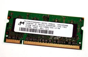 512 MB DDR2-RAM 200-pin SO-DIMM PC2-5300S 'Micron MT8HTF6464HDY-667D3' - Photo 1/2