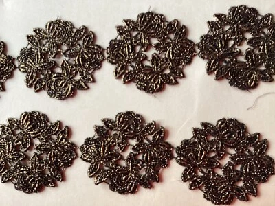 Precioso galón de encaje de vena floral metálico negro y dorado de 10 yardas Foto 1 de 3