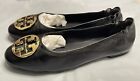 Tory Burch Women’s Claire Ballet Flat Leather Shoes Size 8.5 Black New In Box