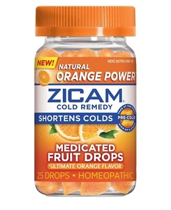 Zicam Cold Remedy Medicated Fruit Drops 25 Count Orange Flavor, Exp: 07/2025