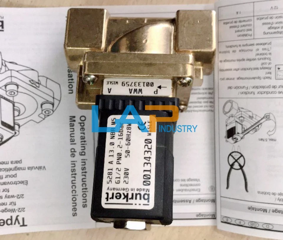 New For Burkert High Pressure Solenoid Valve 5281A G1/2 00134320 230V 2-16bar - Image 1 of 4