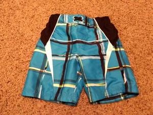 Boy's Joe Boxer blue plaid swim trunks in a size xs 4/5 - Picture 1 of 3
