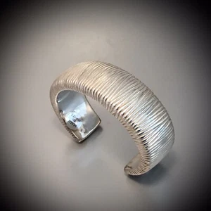NUEVO CON ETIQUETAS SIMON SEBBAG PLATA ESTERLINA PUÑO DELGADO ENROLLADO 2” W 6”L - Imagen 1 de 8