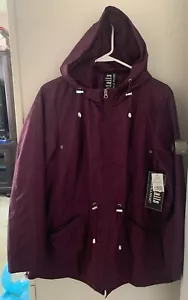 INTL I N T L Details Women's Purple Large Pockets Hood Coat Jacket Fall - Picture 1 of 11