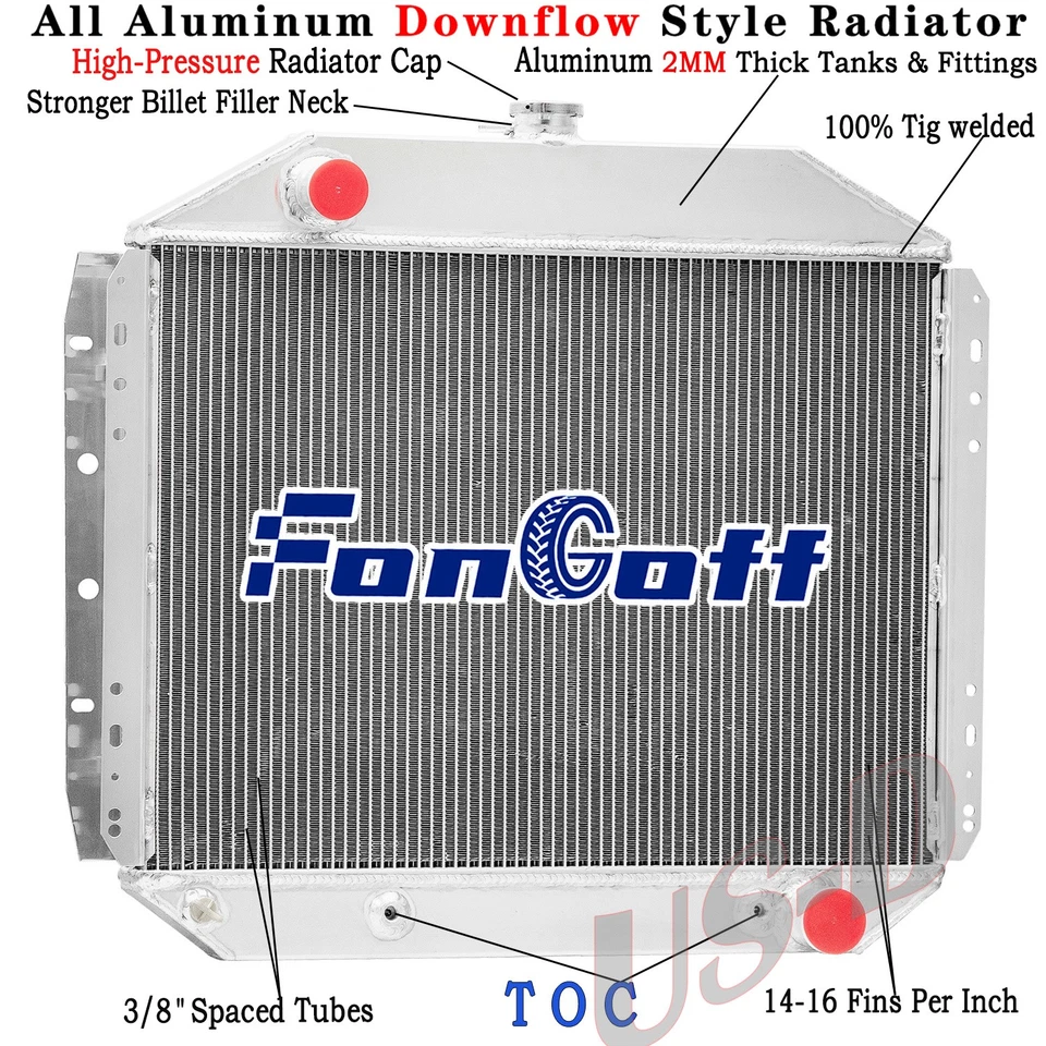 4 Row Radiator Fits 1966-1979 1972 Ford F100 F250 F350 1978-1979 Bronco 5.0L AT Foto 1 de 4