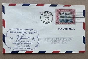 1929 Alamosa Colorado First Flight Airmail Cover • Red Cross Roll Call Cancel - Picture 1 of 5
