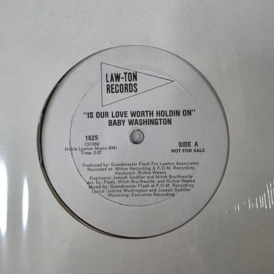 Baby Washington - Is Our Love Worth Holdin On 12" Record 1984 Promo Law-Ton R&B - Image 1 of 2