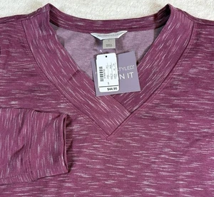 Christopher & Banks V-Neck Pullover Strick Oberteil Damen L Space Dye Dunkelrosa Neu mit Etikett - Bild 1 von 8