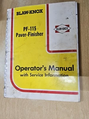 Acabador de pavimentadora Blaw-Knox PF-115. Manual del operador con información de servicio Foto 1 de 4