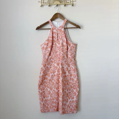 Trina Turk Jacquard Halter Dress 4 Orange - Image 1 of 4