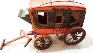 VTG Wells Fargo Stage Coach Wood Model Wagon Horse Carriage Old West - Picture 1 of 6