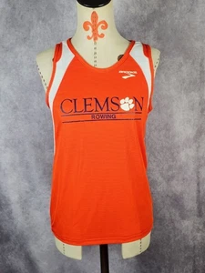 Brooks Clemson Tigers Rowing Team Jersey Tank Top Women M Orange White EUC - Picture 1 of 7