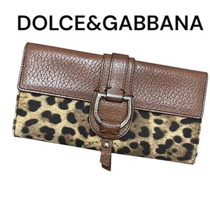Dolce&Gabbana Leopard Leather Canvas Long Wallet Used - Picture 1 of 12