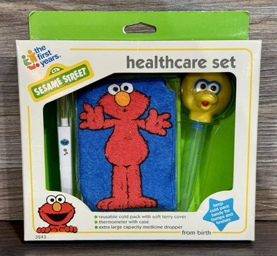 Juego de atención médica vintage 1997 The First Years Sesame Street, termómetro, cuentagotas Foto 1 de 4