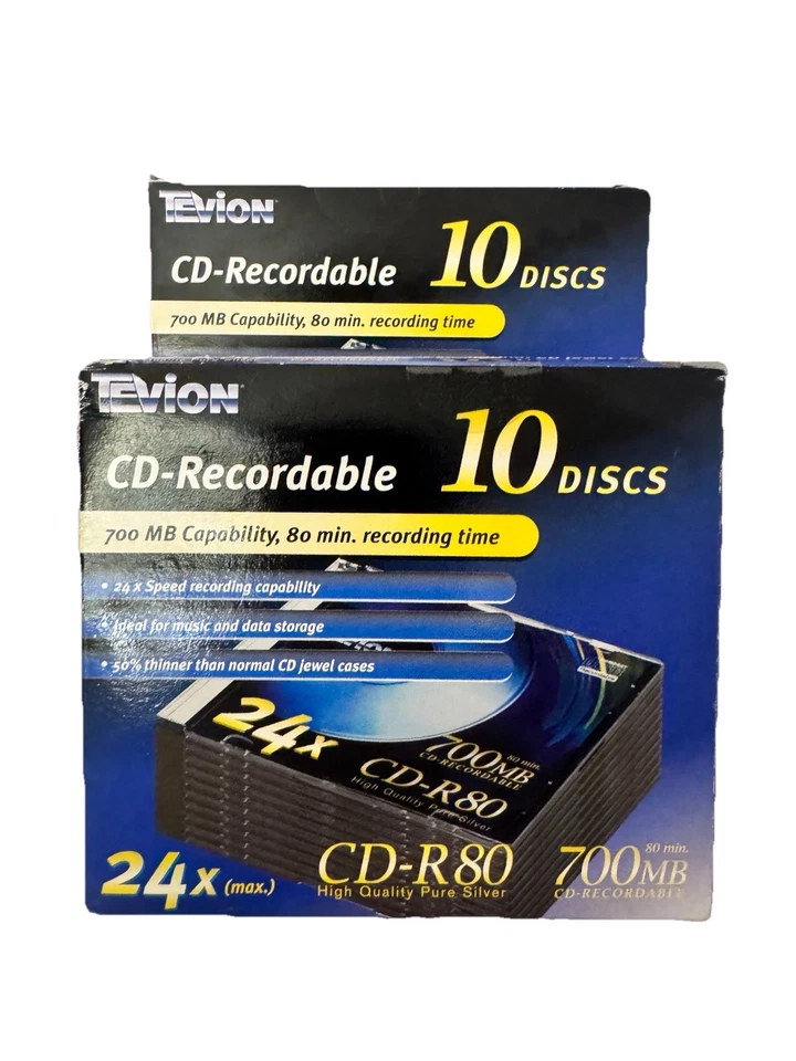 Cds blank Tevion CD-R80 700MB Recordable Black CD’s SEALED 2x10 pack 20pcs - Image 1 of 4