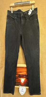 Volcom Vorta Slim Straight men’s 33 black denim jeans stretch zipper pockets Chi - Image 1 of 4