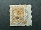 HONG KONG 1880 QV 5c ON 8c ORANGE SURCHARGED STAMP (SG. 23) - FINE USED