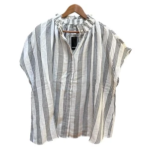 Torrid Belle Isle Top Ruffle Collar Black Cream Button Down Casual Cottage 3X - Picture 1 of 9