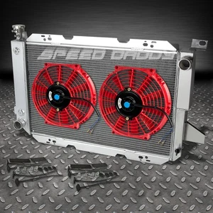 3-ROW ALUMINUM RACING RADIATOR+RED FAN 85-96 FORD F150/F250/BRONCO 5.0L/5.8L V8 - Picture 1 of 6