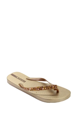 Sandalias Ipanema para mujer con correa en T de goma metálica con estrás tono dorado talla 7 Foto 1 de 4