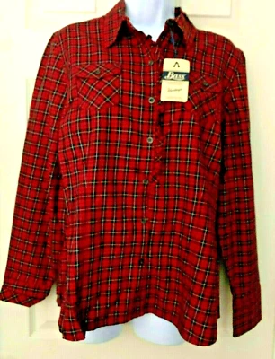 Camisa para mujer Heritage Shirtings by Bass a cuadros con botones talla L Foto 1 de 4