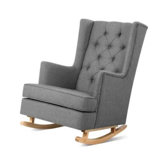 Artiss Rocking Chair Armchair Linen Fabric Grey Gaia - Picture 1 of 5