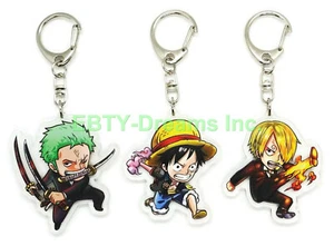 Set di 3 Anime Portachiavi Acrilico Scimmia D. Rufy Roronoa Zoro Sanji v2 - Foto 1 di 2
