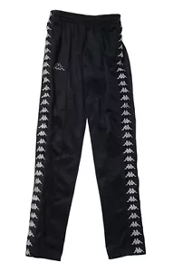 Kappa Track Pants Youth Small Black Logo Pocket Lined Active Pull On Athleisure - Picture 1 of 9