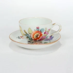 Antique Richard Klemm Dresden Miniature Tea Cup & Saucer with Floral Decoration - Picture 1 of 14