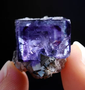 10g Natural Window Purple Fluorite & Arsenopyrite Mineral Specimen/Yaogangxian - Picture 1 of 7
