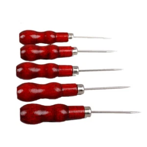 5PCS Handle Steel Needle Sewing Awl Hole Maker for Canvas Leather Wooden - Picture 1 of 10