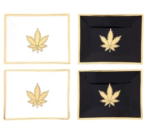 Jonathan Adler Gold Petite Tray SET of 4 Porcelain Trays NEW Boxed SHIPS FREE