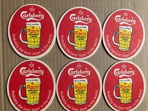 SET OF 6 CARLSBERG ' THOUGHT FOR THE DAY ' DRINKS BEER BAR MAT COASTERS - Picture 1 of 2