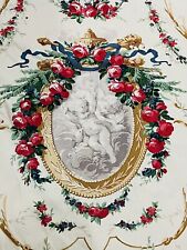 Vintage Cherubs cameo with english roses garland and scrolls-Home decor -cotton-