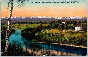 Schweiz, La Jonction el le Jura Depuis Le Cafe de la Tour, Vintage Postkarte - Bild 1 von 2