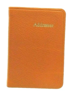 Address Book MINI 3x4" Leather Cover 160 Tabbed Pages Post Miniatures Orange - Picture 1 of 7
