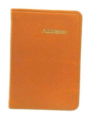 Address Book MINI 3x4" Leather Cover 160 Tabbed Pages Post Miniatures Orange - Image 1 of 4