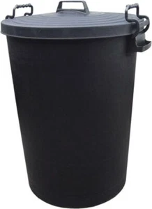 110 LITRE LARGE BLACK PLASTIC DUSTBIN BIN HEAVY DUTY RUBBISH WASTE TRASH STORAGE - Picture 1 of 1