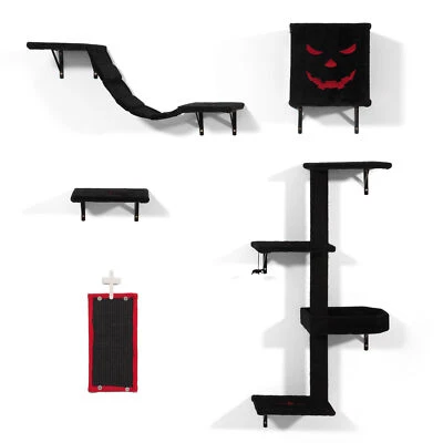 Juego de 5 piezas de escalador de gatos montado en la pared de Halloween muebles de madera para gatos estantes para gatos Foto 1 de 4