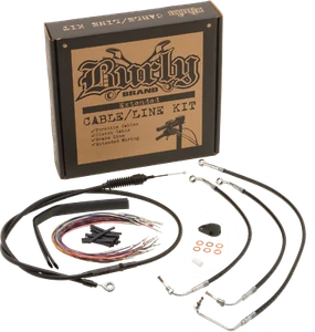 Burly Brand Cable/Brake Line Kits Black for 12” Ape Hangers 14-UP XL (NON-ABS) - Picture 1 of 2