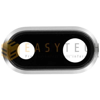 VETRINO VETRO LENTE LENS FOTOCAMERA POSTERIORE RETRO IPHONE 8 PLUS BIANCO SILVER - Immagine 1 di 4