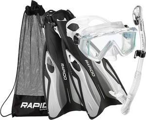 Rapido Botique Collection Deluxe Clareza Snorkel Mask Fin Set RPDCMFS-ABK-SM_RR - Picture 1 of 5