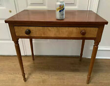 American Period 19th Century Country Sheraton Table with Birdseye Maple Drawer