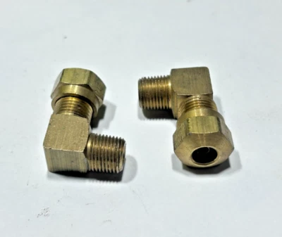 (2) WEATHERHEAD 691x4 Brass 1/4" Tube OD x 1/4" MNPT Selfalign 90 Deg Male Elbow - Image 1 of 4